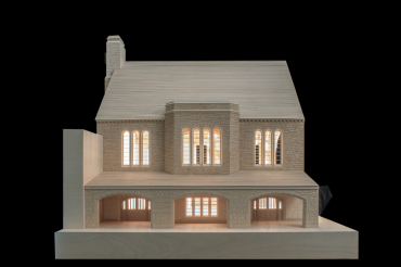Exterior of model of St. Johns School Great Hall, Houston, TX