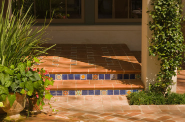 Courtyard Residence on Del Monte courtyard stair mosaic detail, Houston, TX