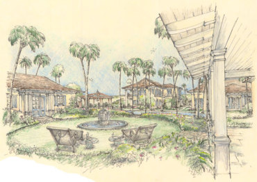 Two Islands One Club courtyard grounds drawing
