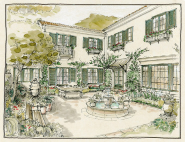 Courtyard Residence on Del Monte courtyard drawing, Houston, TX
