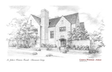 St. Johns School Western Facade, Claremont Entry drawing, Houston, TX