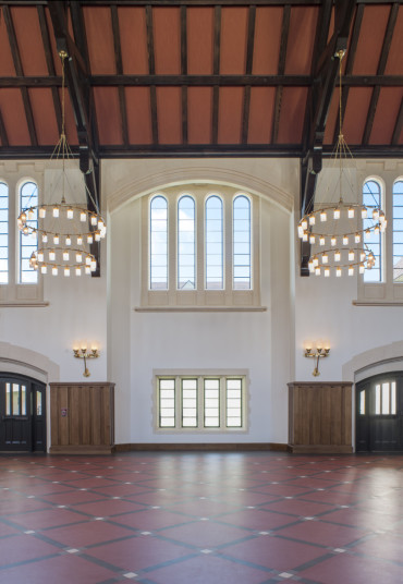 Interior of Flores Hall, designed by Curtis & Windham Architects for the St. Johns School in Houston, TX.