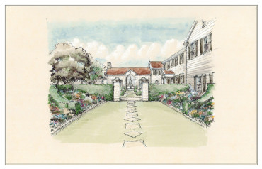 Longwood Farm English gardens drawing, Chappell Hill, TX