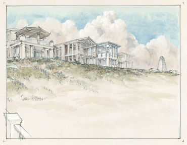 Seaside Residence view from beach drawing