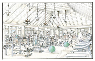 Houston Country Club work out room drawing, Houston, TX