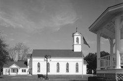 Immaculate Conception Church view from gazebo, Jefferson, TX