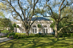 Inwood Residence pool pavilion facade and grounds, Houston, TX